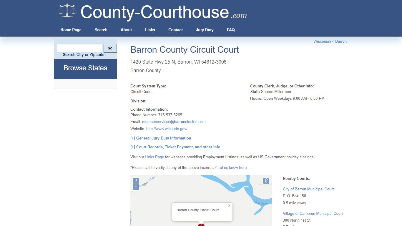 Barron County Circuit Court in Barron, WI - Court Information