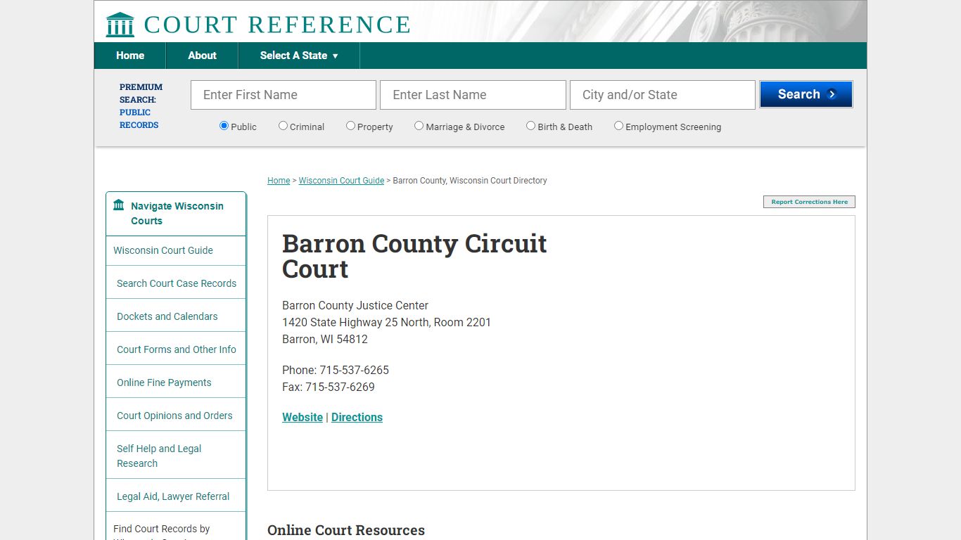 Barron County Circuit Court - CourtReference.com